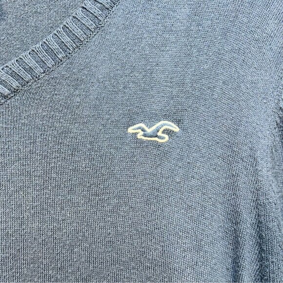 Hollister Mens V-Neck Sweater Medium Blue Knit Pullover Long Sleeve Casual - Picture 7 of 13